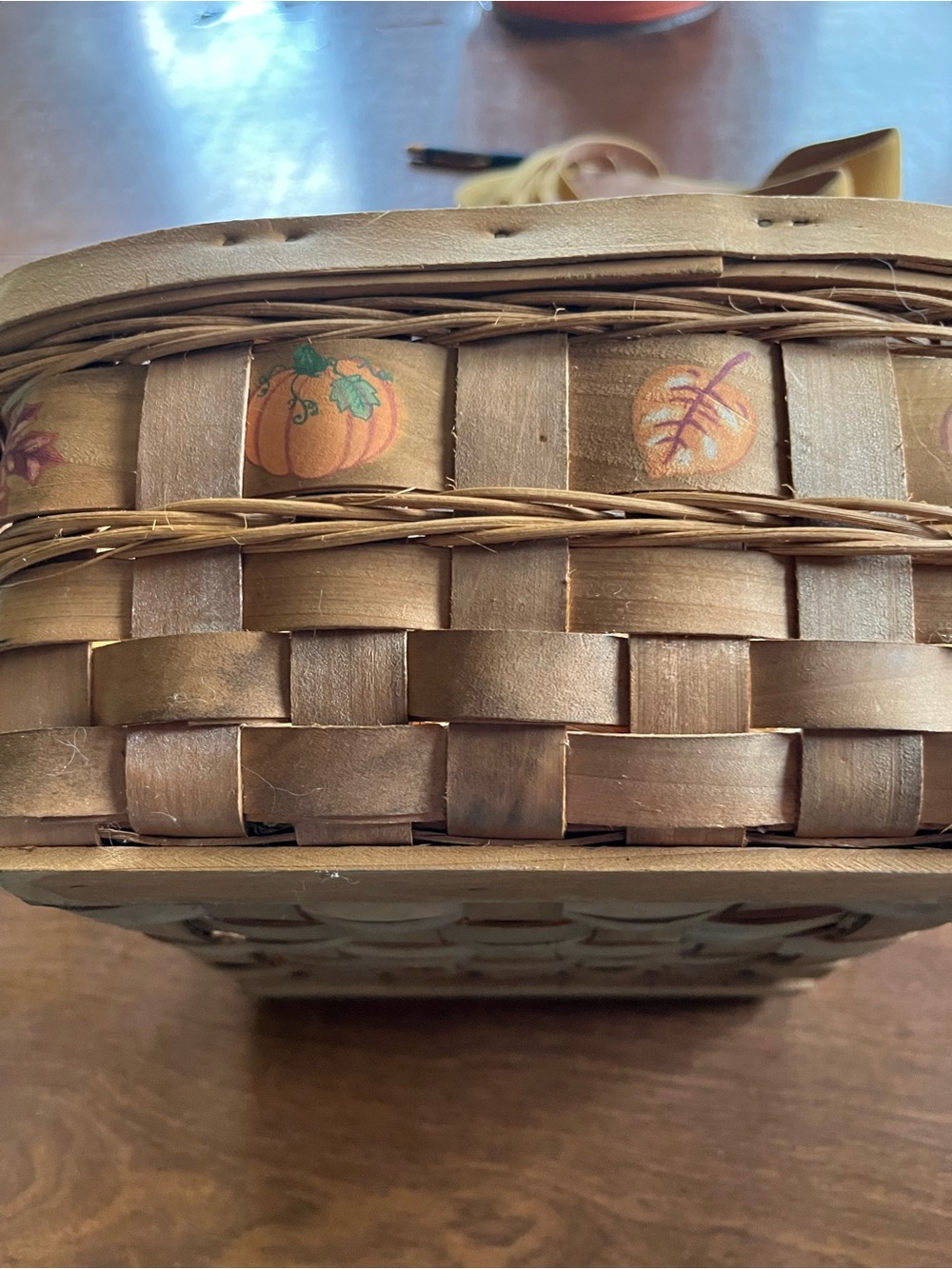 Autumn Pumpkin Woven Accent Basket in Brown